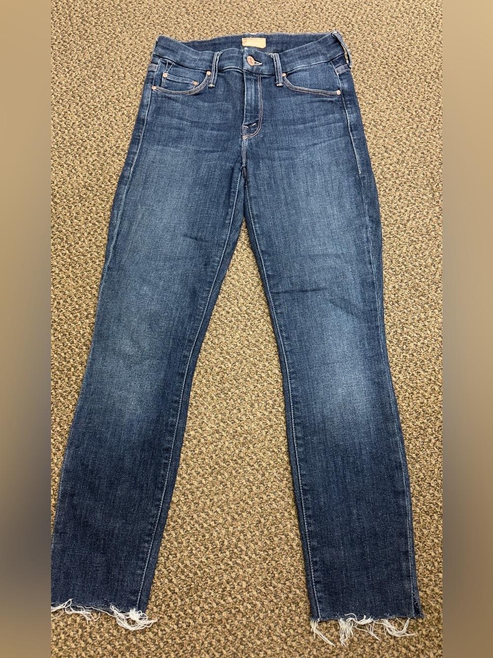 MOTHER Denim The Looker Frayed Hem Skinny‎ Jeans Size 25 Dark Wash